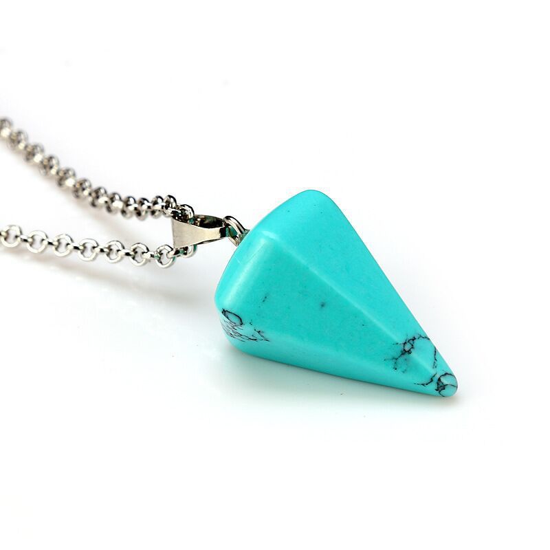 Crystal Pyramid Drop Necklaces GEMROCKY-Jewelry-Blue Turquoise-