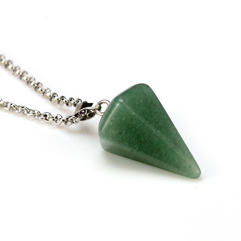 Crystal Pyramid Drop Necklaces GEMROCKY-Jewelry-Green Aventurine-