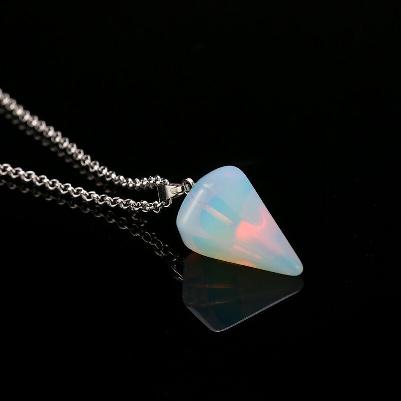 Crystal Pyramid Drop Necklaces GEMROCKY-Jewelry-Opalite-