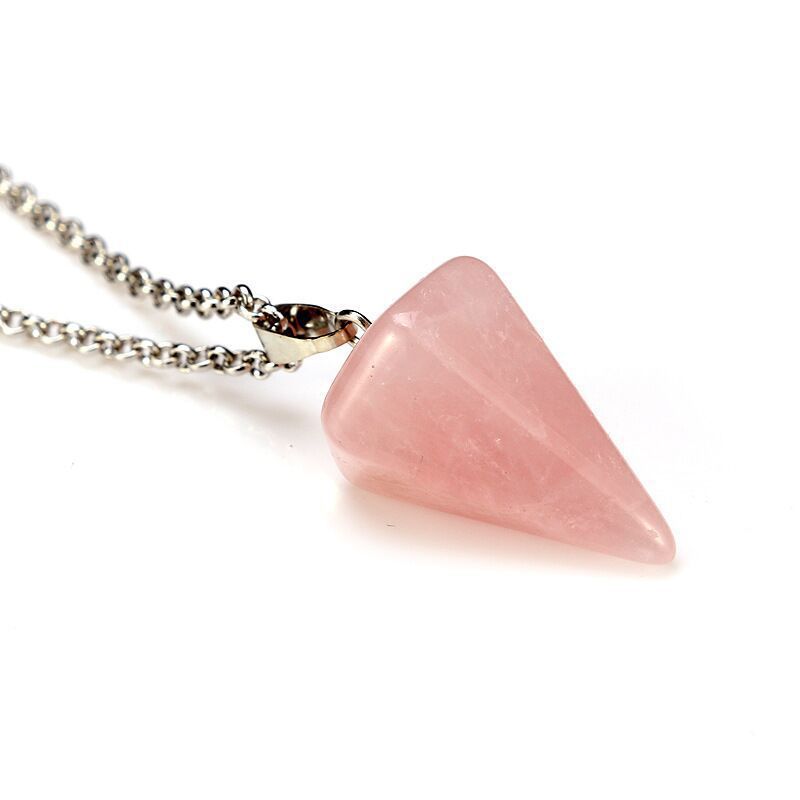 Crystal Pyramid Drop Necklaces GEMROCKY-Jewelry-Rose Quartz-