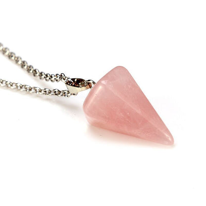 Crystal Pyramid Drop Necklaces GEMROCKY-Jewelry-Rose Quartz-