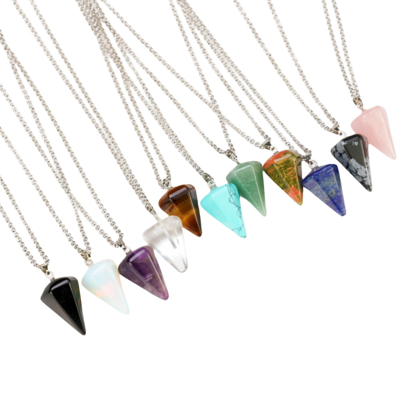 Crystal Pyramid Drop Necklaces GEMROCKY-Jewelry-