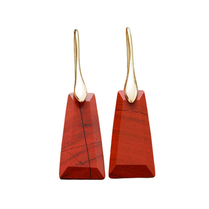 Crystal Red Jasper Trapezoid Eardrop Earrings GEMROCKY-Jewelry-