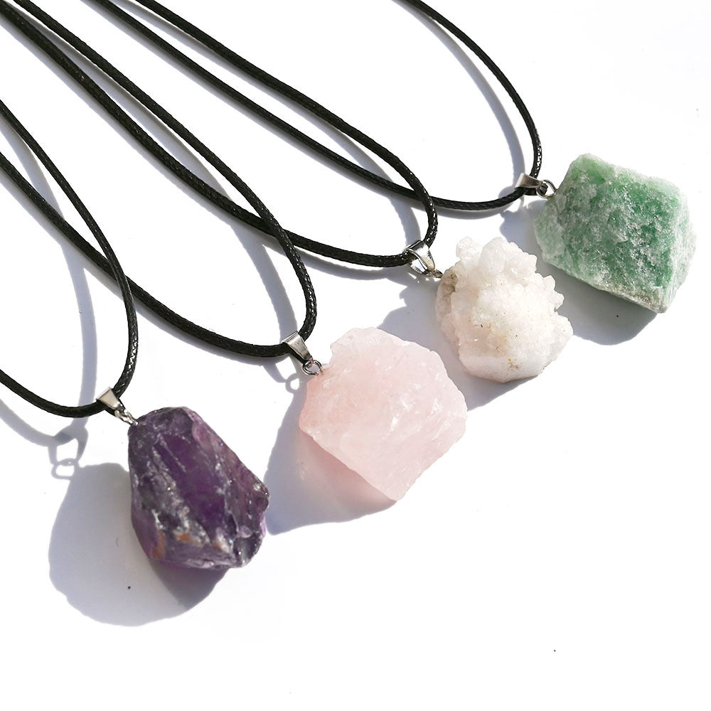 Crystal Rough Stone Pendant Necklaces GEMROCKY-Jewelry-