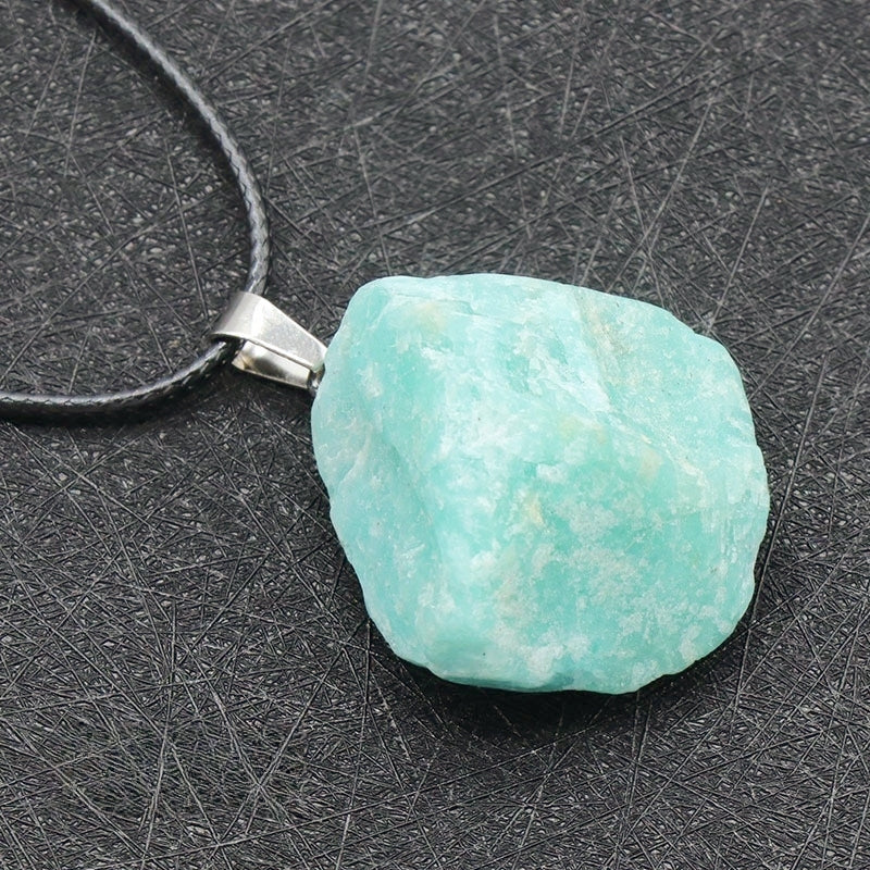 Crystal Rough Stone Pendant Necklaces GEMROCKY-Jewelry-Amazonite-