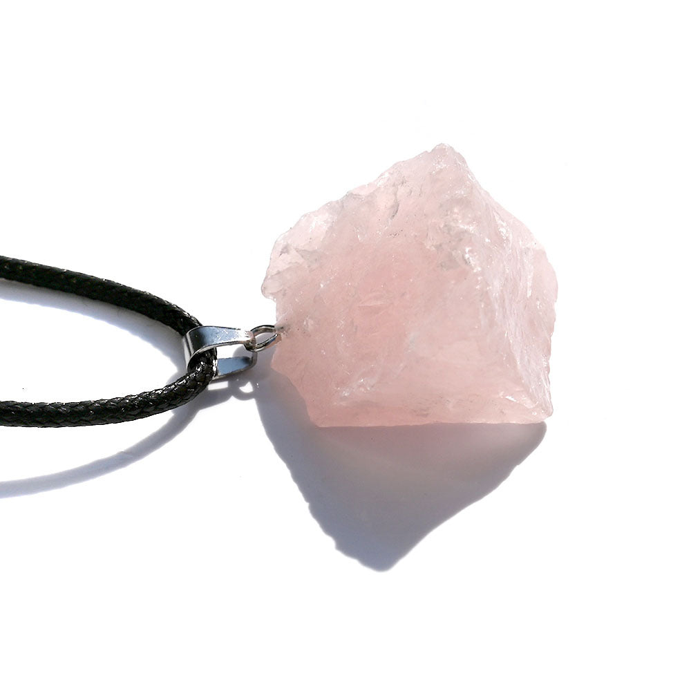 Crystal Rough Stone Pendant Necklaces GEMROCKY-Jewelry-Rose Quartz-