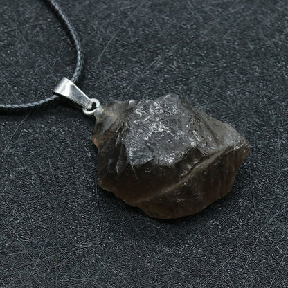 Crystal Rough Stone Pendant Necklaces GEMROCKY-Jewelry-Smoky Quartz-