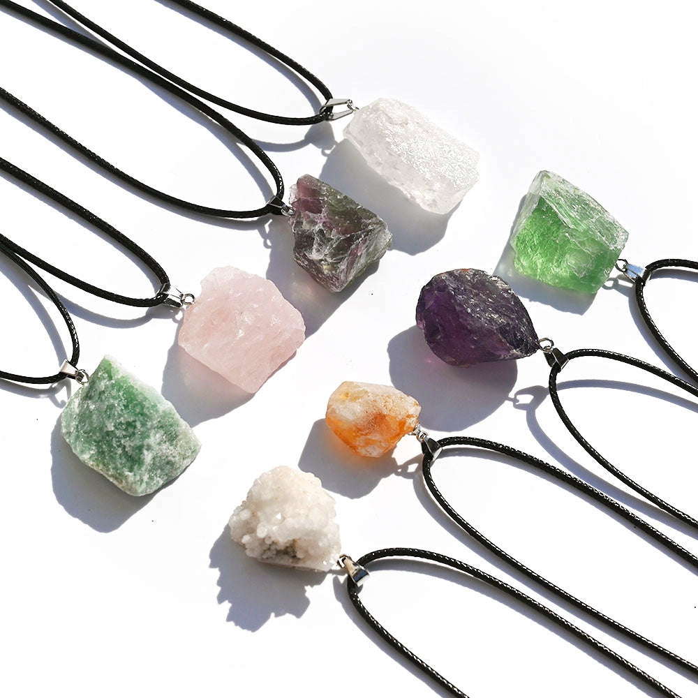 Crystal Rough Stone Pendant Necklaces GEMROCKY-Jewelry-