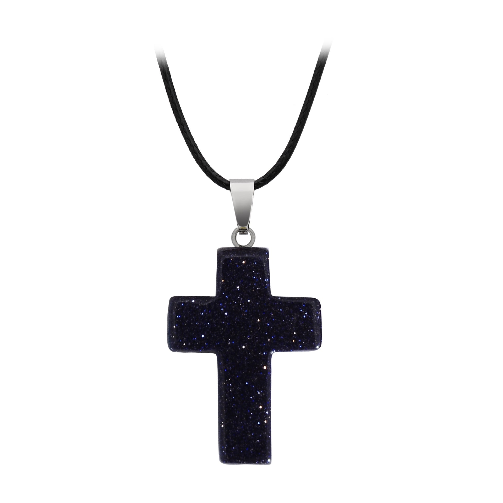 Crystal Saint Cross Pendant Necklaces GEMROCKY-Jewelry-Black Obsidian-