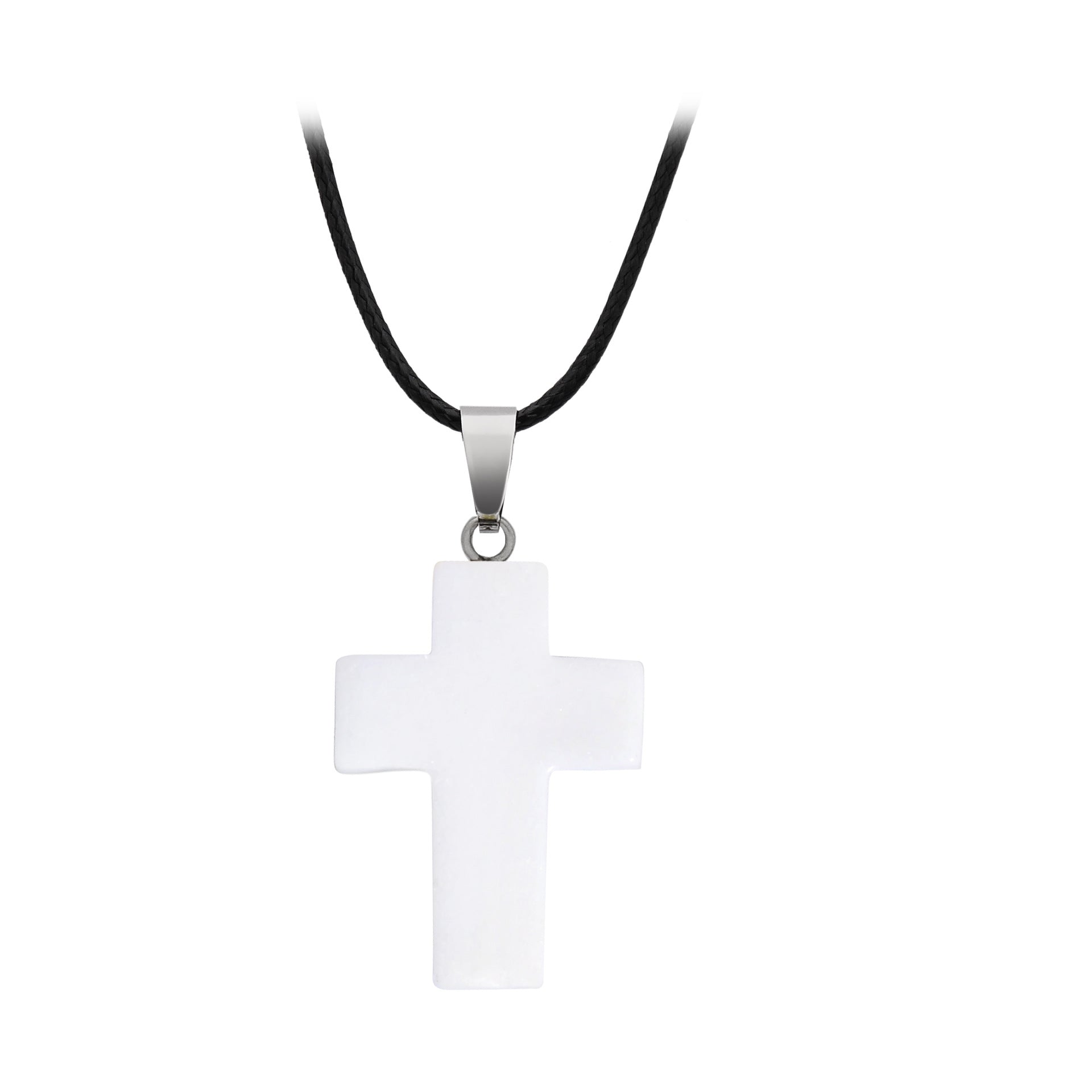 Crystal Saint Cross Pendant Necklaces GEMROCKY-Jewelry-Clear Quartz-