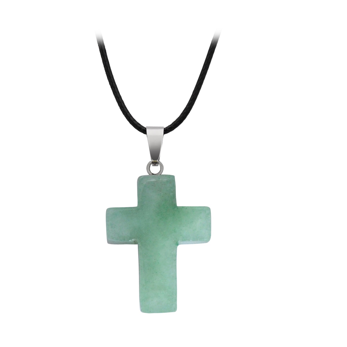 Crystal Saint Cross Pendant Necklaces GEMROCKY-Jewelry-Green Aventurine-