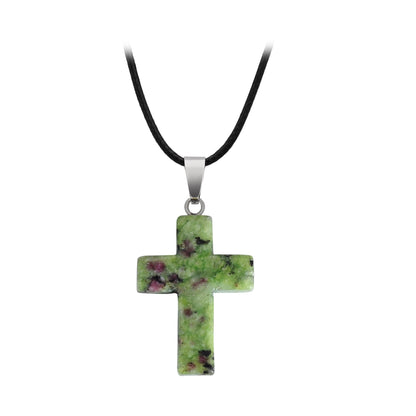 Crystal Saint Cross Pendant Necklaces GEMROCKY-Jewelry-Ruby Zoisite-