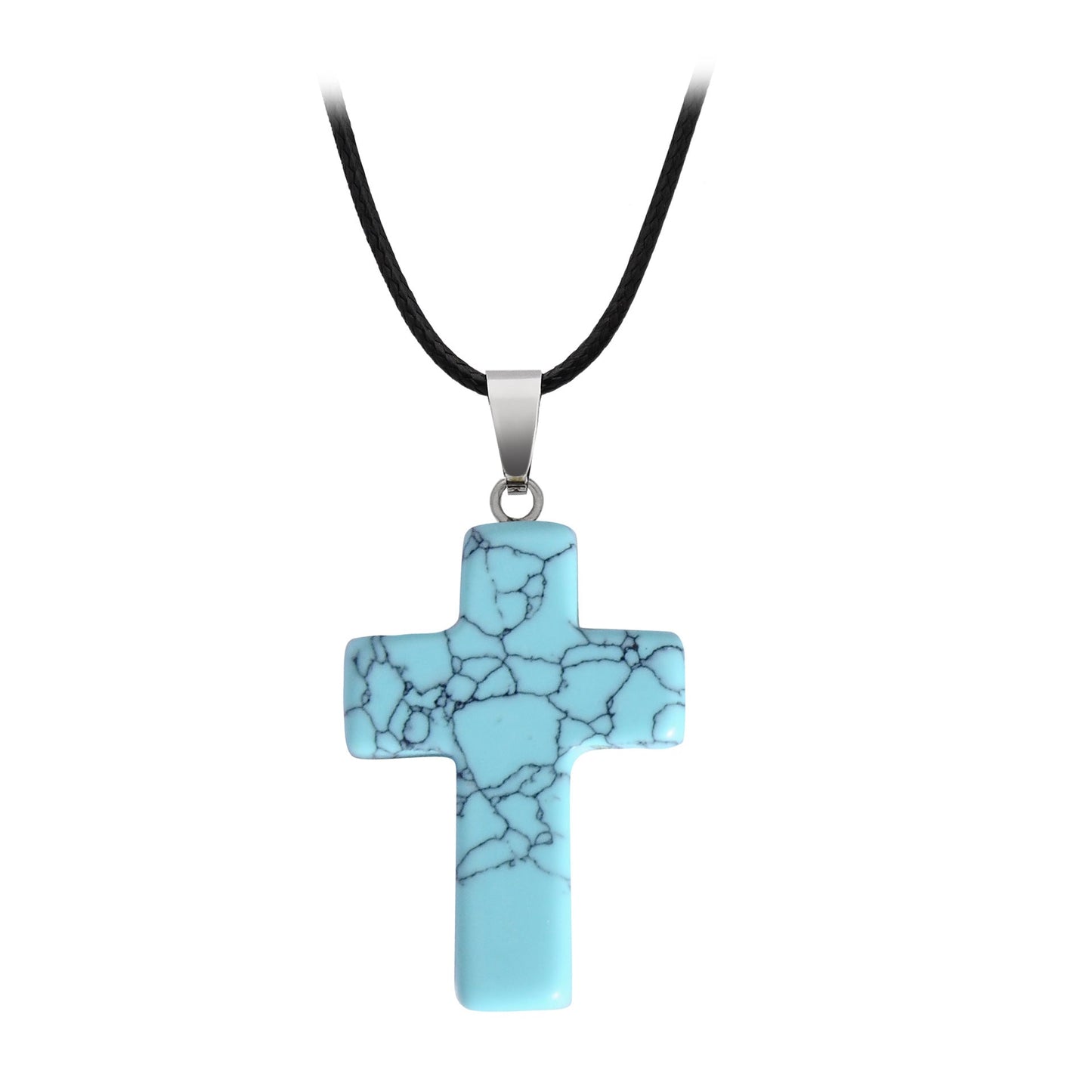 Crystal Saint Cross Pendant Necklaces GEMROCKY-Jewelry-Turquoise-