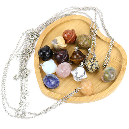 Crystal Saturn Planet Pendant Necklaces GEMROCKY-Jewelry-