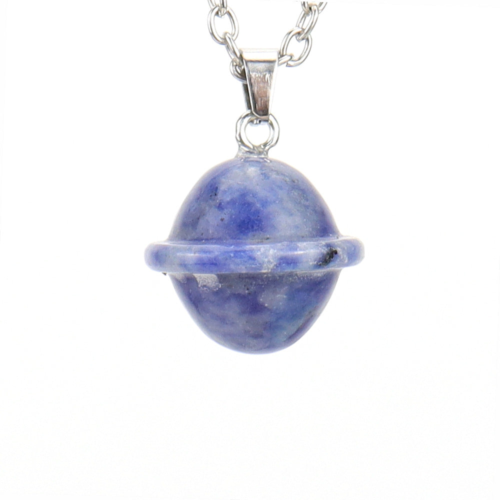 Crystal Saturn Planet Pendant Necklaces GEMROCKY-Jewelry-Blue Spot Stone-