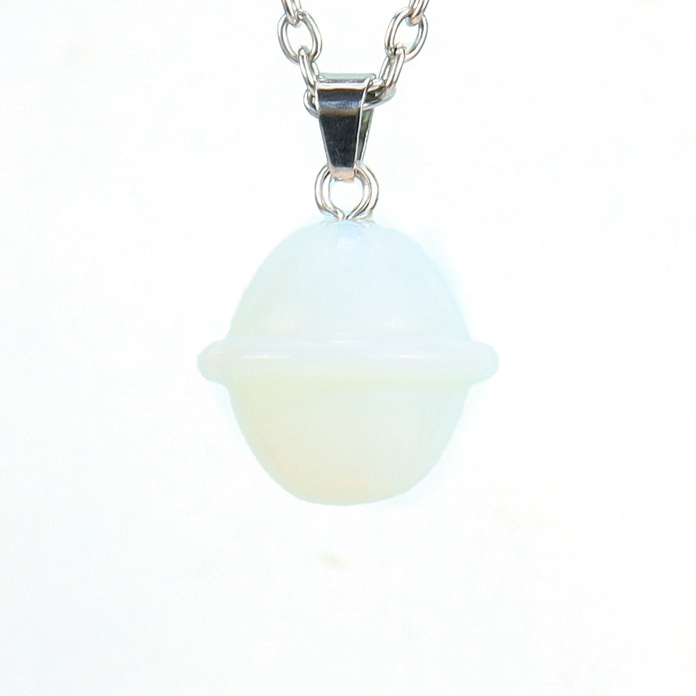 Crystal Saturn Planet Pendant Necklaces GEMROCKY-Jewelry-Opalite-