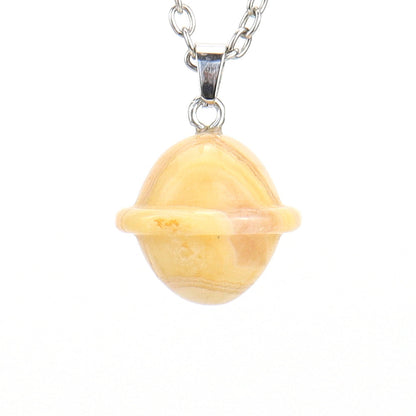 Crystal Saturn Planet Pendant Necklaces GEMROCKY-Jewelry-Yellow Jade-