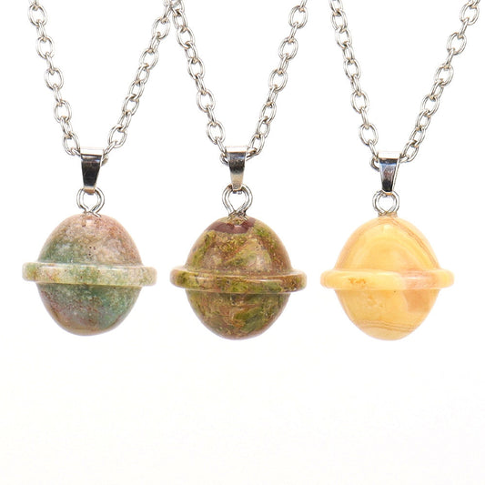 Crystal Saturn Planet Pendant Necklaces GEMROCKY-Jewelry-