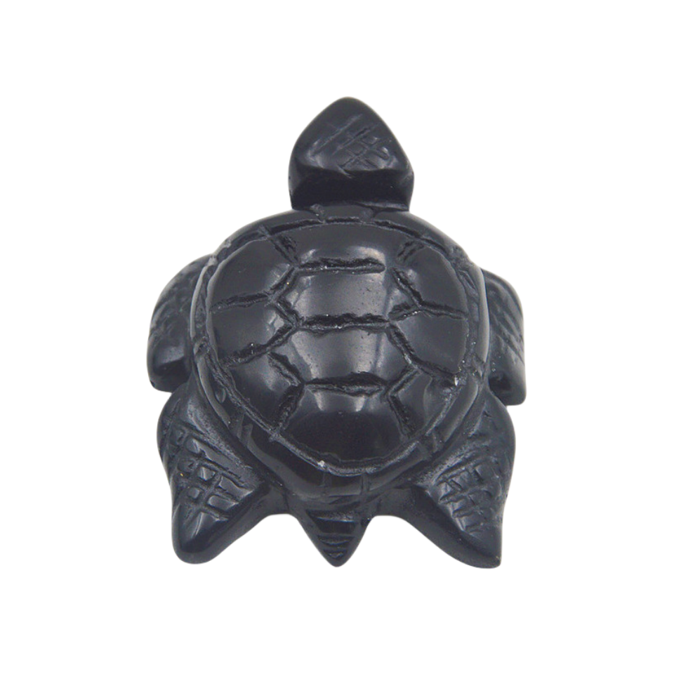 Crystal Sea Turtle 5.5cm Carvings GEMROCKY-Carvings-Black Obsidian-