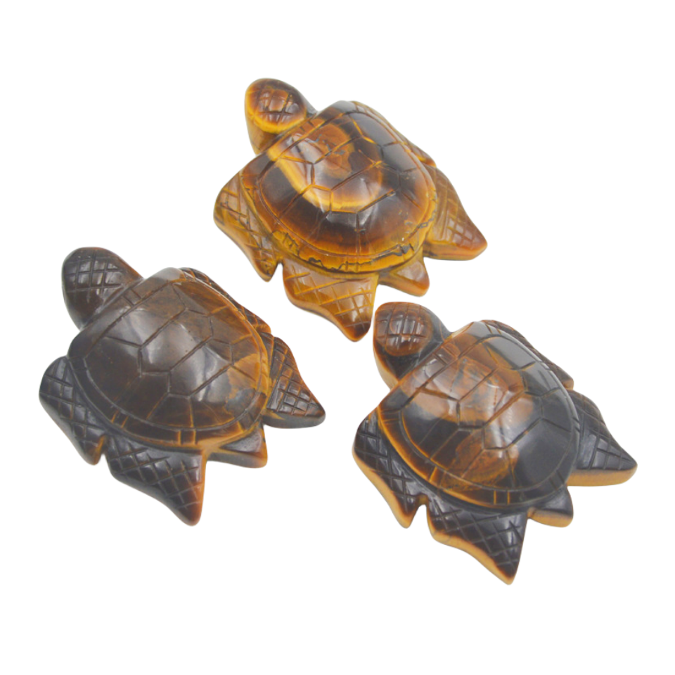 Crystal Sea Turtle 5.5cm Carvings GEMROCKY-Carvings-Tiger Eye Stone-
