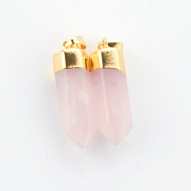 Crystal Short Pendulum Golden Pendants for Necklace GEMROCKY-Jewelry-Rose Quartz-