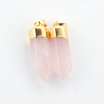 Crystal Short Pendulum Golden Pendants for Necklace GEMROCKY-Jewelry-Rose Quartz-