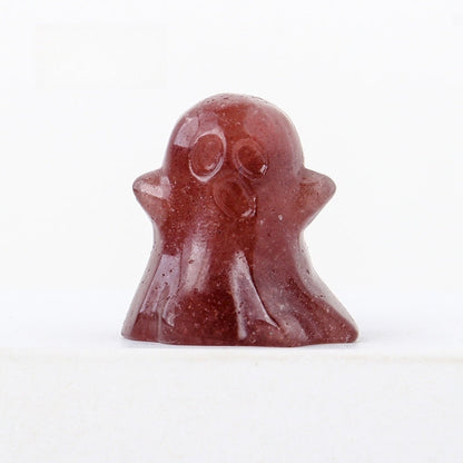 Crystal Small Ghost 3cm Carvings GEMROCKY-Carvings-Strawberry Quartz-