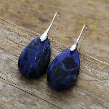 Crystal Sodalite Drop Vintage Eardrop Earrings GEMROCKY-Jewelry-