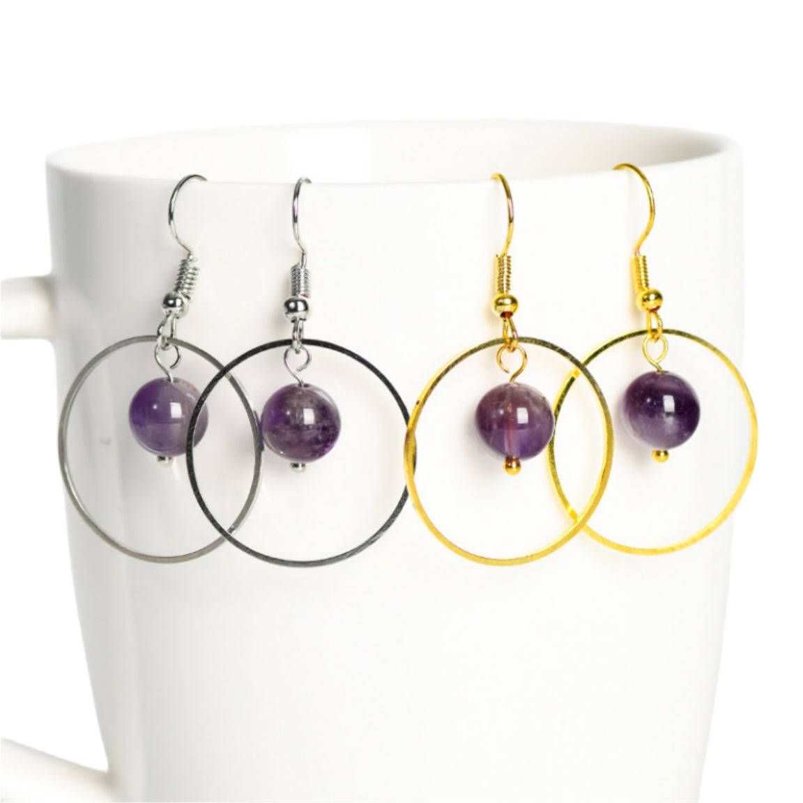 Crystal Solar Sphere Hold Eardrop Earrings GEMROCKY-Jewelry-Amethyst-