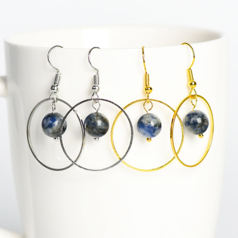 Crystal Solar Sphere Hold Eardrop Earrings GEMROCKY-Jewelry-Blue Spot Stone-