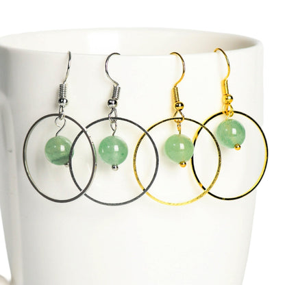 Crystal Solar Sphere Hold Eardrop Earrings GEMROCKY-Jewelry-Green Aventurine-