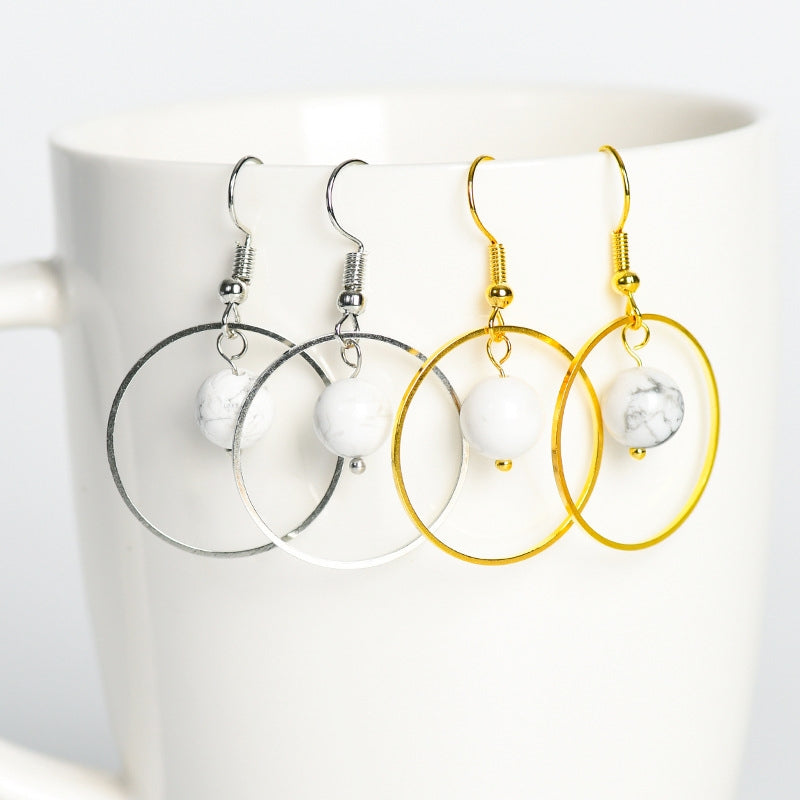 Crystal Solar Sphere Hold Eardrop Earrings GEMROCKY-Jewelry-Howlite-