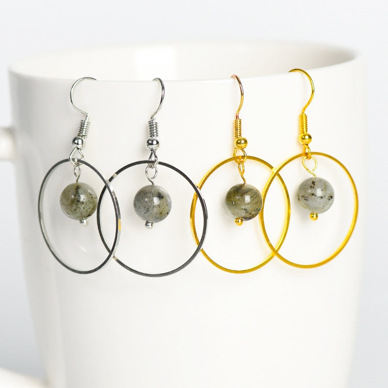 Crystal Solar Sphere Hold Eardrop Earrings GEMROCKY-Jewelry-Labradorite-