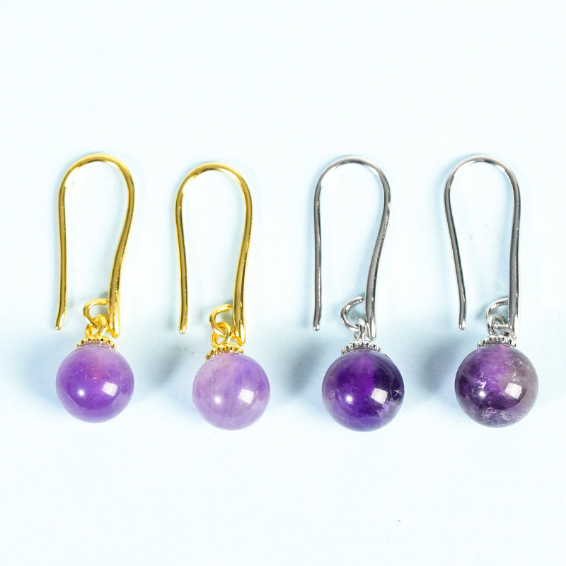 Crystal Sphere Eardrop Earrings GEMROCKY-Jewelry-Amethyst-Silver Color-