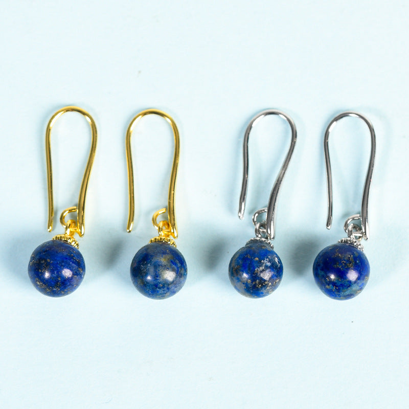 Crystal Sphere Eardrop Earrings GEMROCKY-Jewelry-Lapis Lazuli-Silver Color-