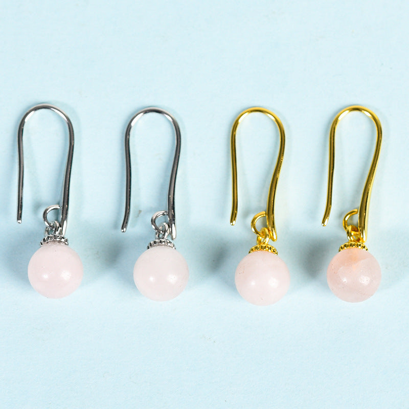 Crystal Sphere Eardrop Earrings GEMROCKY-Jewelry-Rose Quartz-Silver Color-