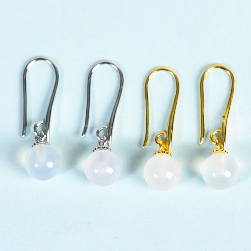 Crystal Sphere Eardrop Earrings GEMROCKY-Jewelry-White Agate-Silver Color-