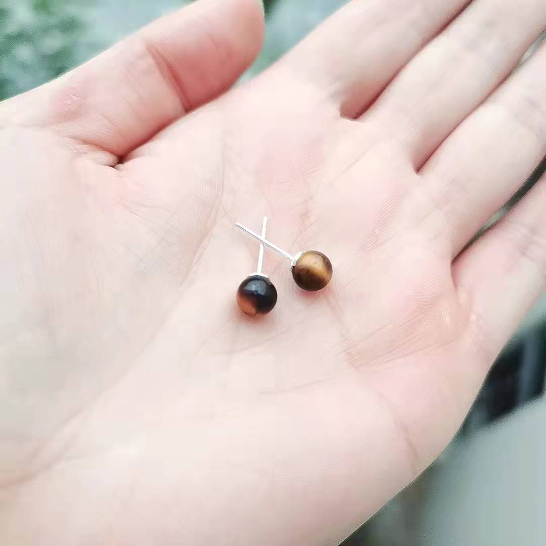 Crystal Sphere Earrings GEMROCKY-Jewelry-Tiger Eye Stone-