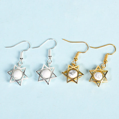 Crystal Sphere Hexagram Star Vintage Eardrop Earrings GEMROCKY-Jewelry-Howlite-