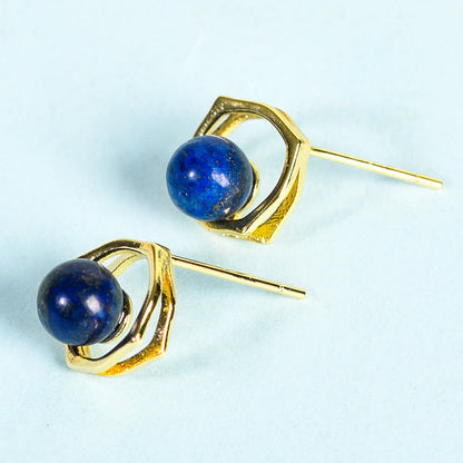 Crystal Sphere Hold Vintage Earrings GEMROCKY-Jewelry-Lapis Lazuli-