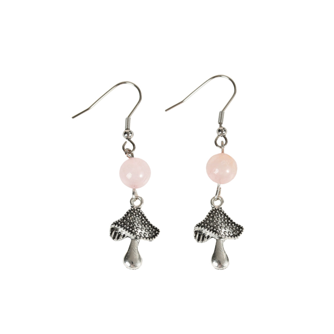 Crystal Sphere Mushroom Eardrop Earrings GEMROCKY-Jewelry-Rose Quartz-