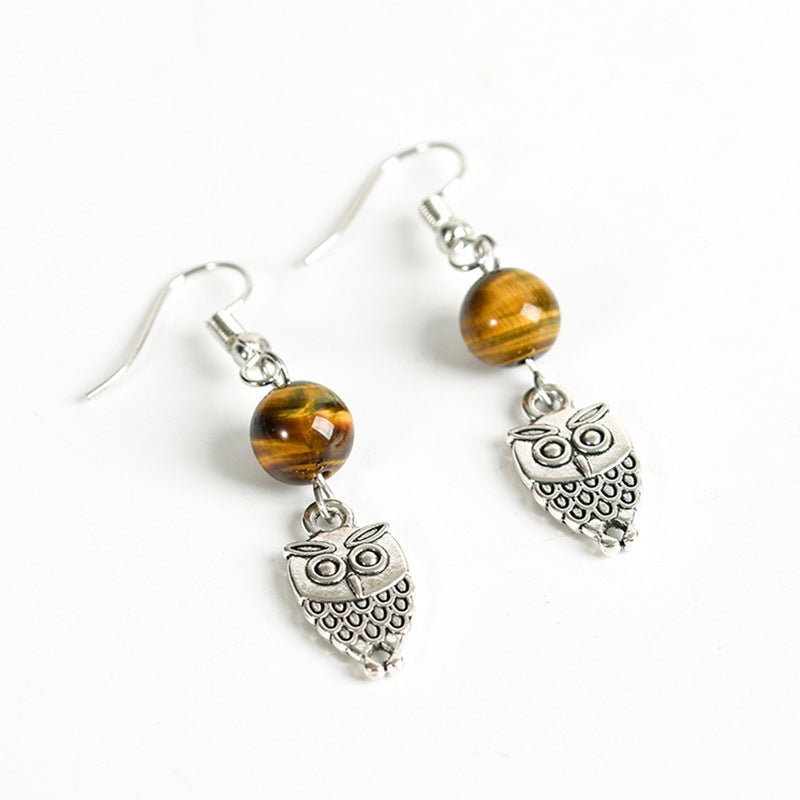 Crystal Sphere Owl Eardrop Earrings GEMROCKY-Jewelry-