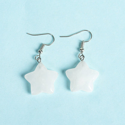 Crystal Star Eardrop Earrings GEMROCKY-Jewelry-Clear Quartz-