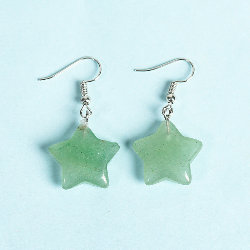 Crystal Star Eardrop Earrings GEMROCKY-Jewelry-Green Aventurine-