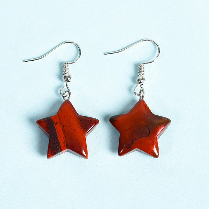 Crystal Star Eardrop Earrings GEMROCKY-Jewelry-Red Jasper-