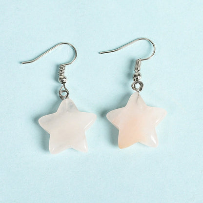 Crystal Star Eardrop Earrings GEMROCKY-Jewelry-Rose Quartz-