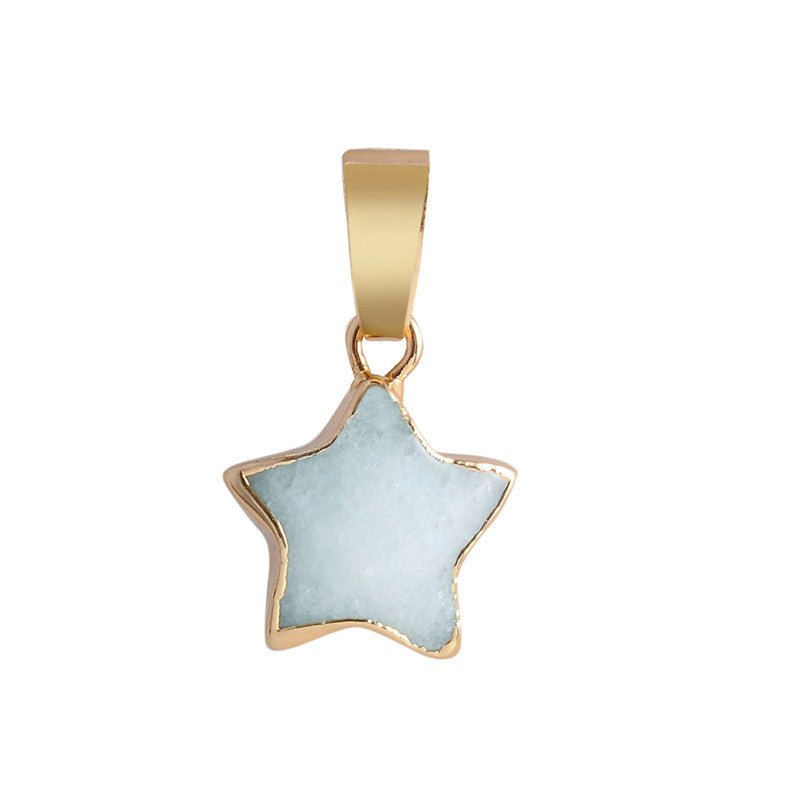 Crystal Star Pentagram Pendant Necklaces GEMROCKY-Jewelry-Light Blue Jade-