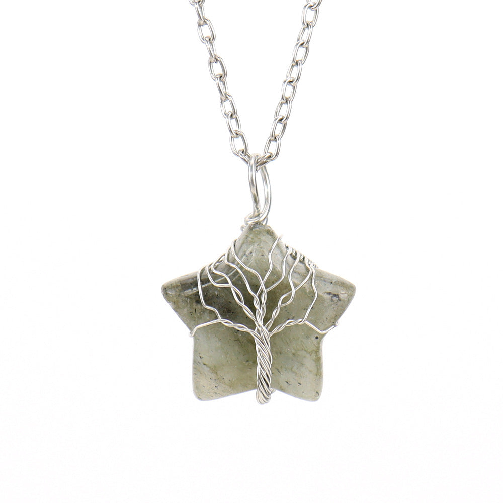 Crystal Star Silver Life Tree Net Pendant Necklaces GEMROCKY-Jewelry-Labradorite-