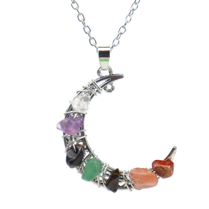 Crystal Threading Chip Moon Pendant Necklaces GEMROCKY-Jewelry-Chakra-