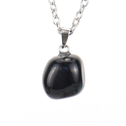 Crystal Tumbled Stones Pendant Necklaces GEMROCKY-Jewelry-Black Obsidian-